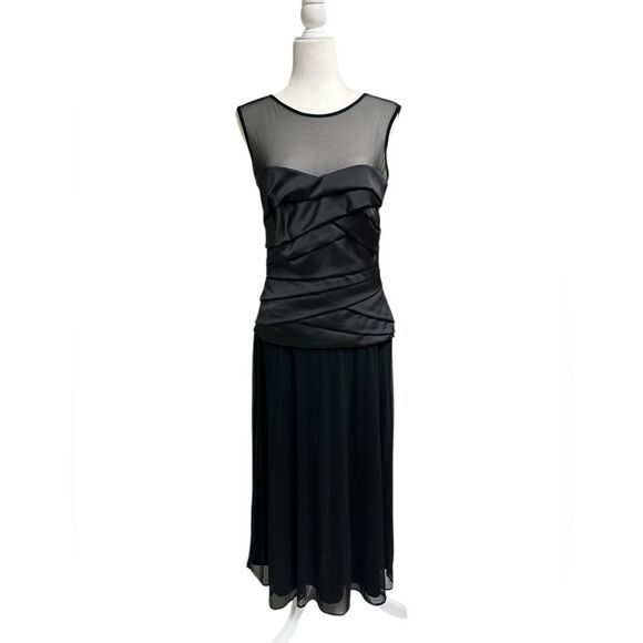 Tadashi Collection Black Sleeveless Evening Gown Illusion Mesh Size 8 - Picture 1 of 15